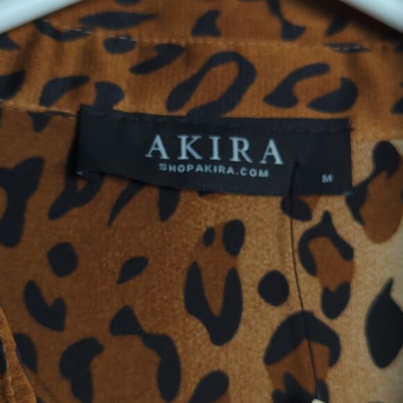 Leopard Print Shirt Dress - Tie Waist - Long Sleeve - Size M (AKIRA) NWT - Picture 3 of 5